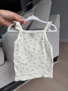 Jamie Kay Cream Ribbed Tank Top with Pink Floral Print